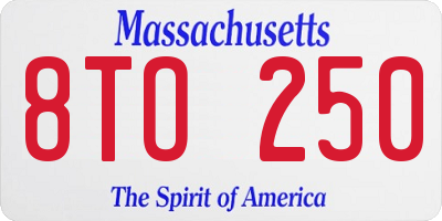 MA license plate 8TO250