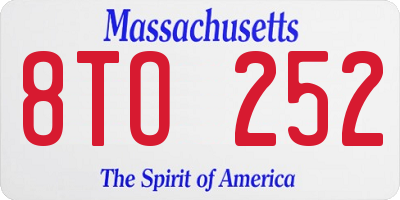 MA license plate 8TO252