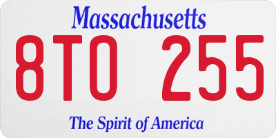 MA license plate 8TO255