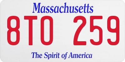 MA license plate 8TO259