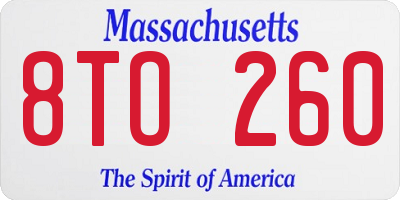 MA license plate 8TO260