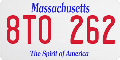 MA license plate 8TO262