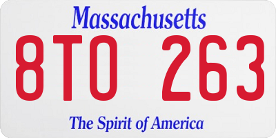 MA license plate 8TO263