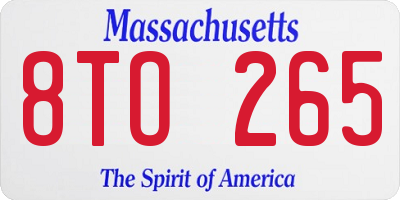MA license plate 8TO265