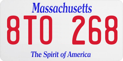 MA license plate 8TO268