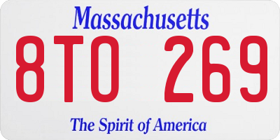 MA license plate 8TO269