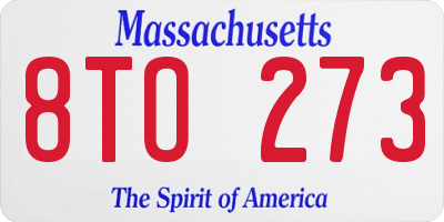 MA license plate 8TO273