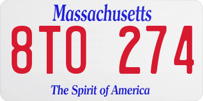MA license plate 8TO274