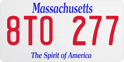 MA license plate 8TO277