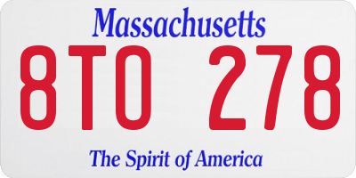 MA license plate 8TO278