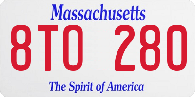 MA license plate 8TO280