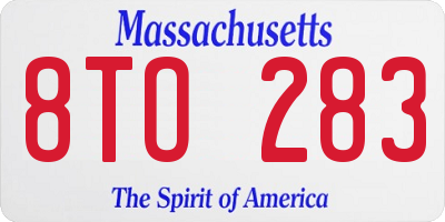 MA license plate 8TO283