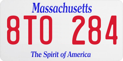 MA license plate 8TO284