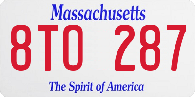 MA license plate 8TO287