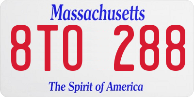 MA license plate 8TO288