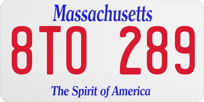 MA license plate 8TO289