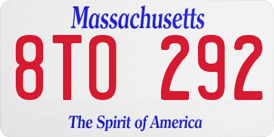 MA license plate 8TO292