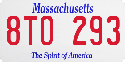 MA license plate 8TO293