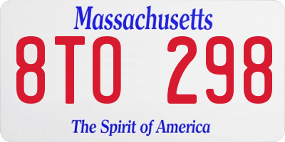 MA license plate 8TO298