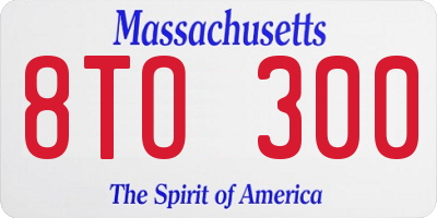 MA license plate 8TO300