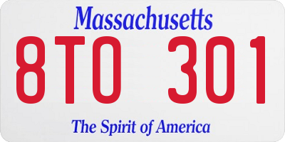 MA license plate 8TO301