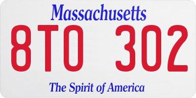 MA license plate 8TO302