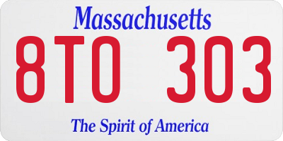 MA license plate 8TO303