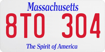 MA license plate 8TO304