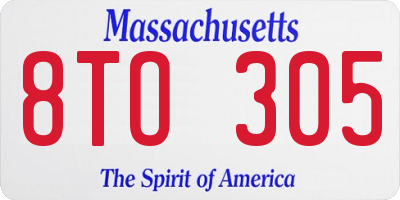 MA license plate 8TO305