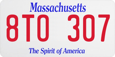 MA license plate 8TO307