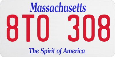 MA license plate 8TO308