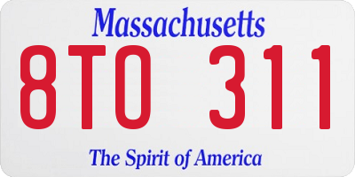 MA license plate 8TO311