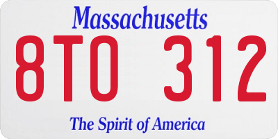 MA license plate 8TO312