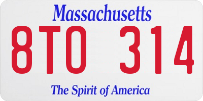 MA license plate 8TO314