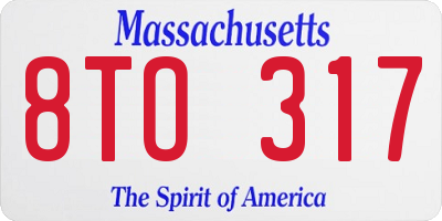 MA license plate 8TO317