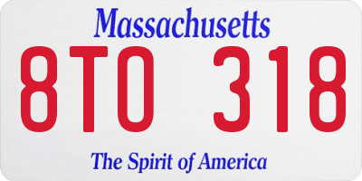MA license plate 8TO318