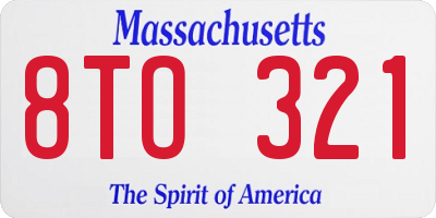 MA license plate 8TO321