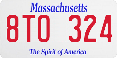 MA license plate 8TO324