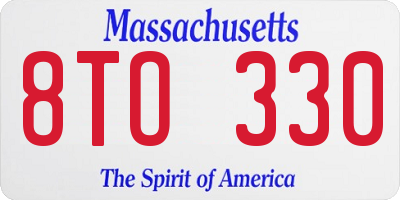 MA license plate 8TO330