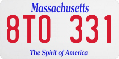 MA license plate 8TO331