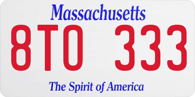 MA license plate 8TO333