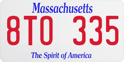 MA license plate 8TO335