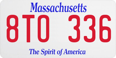 MA license plate 8TO336