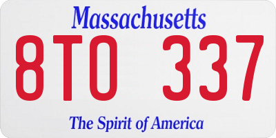 MA license plate 8TO337