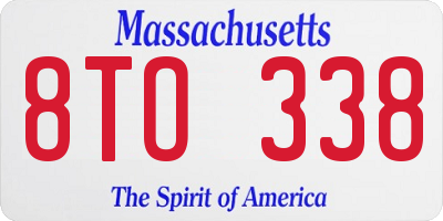 MA license plate 8TO338