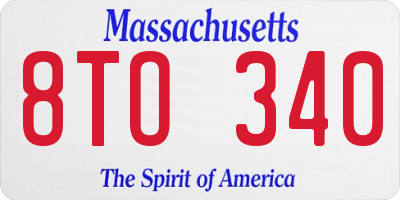 MA license plate 8TO340