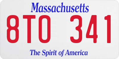 MA license plate 8TO341