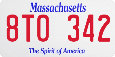 MA license plate 8TO342