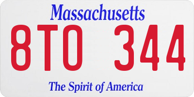 MA license plate 8TO344