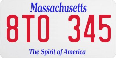MA license plate 8TO345